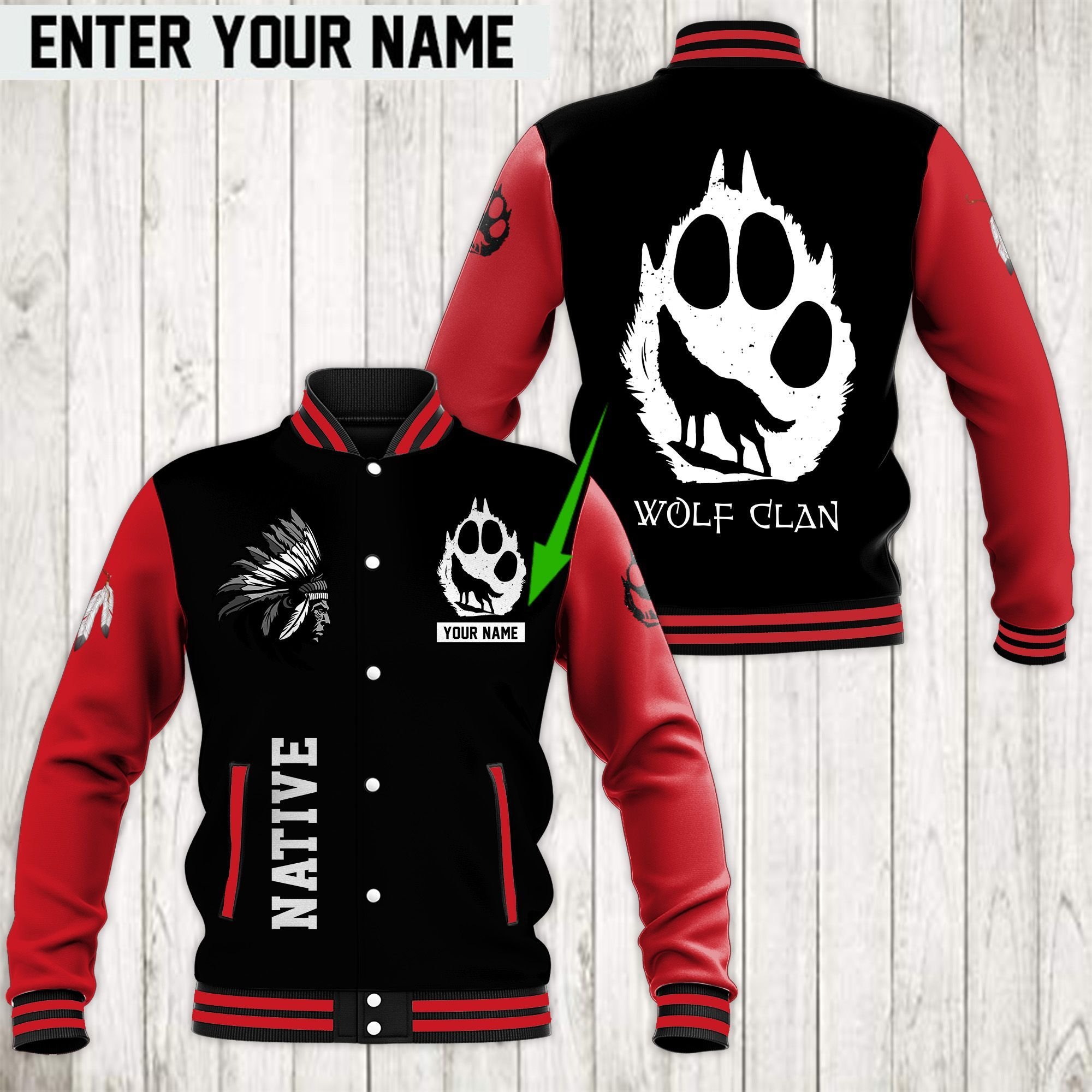 Native American Style Baseball Jacket For Fans