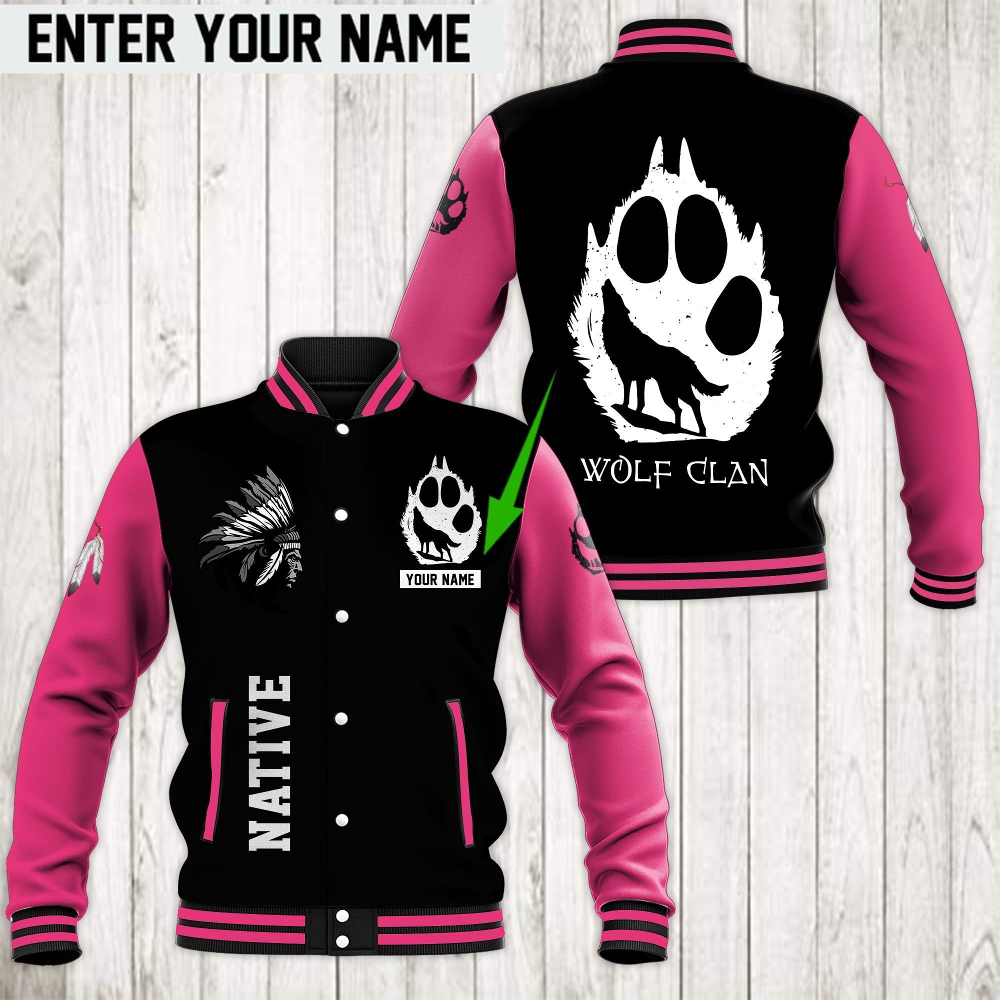 Native American Style Baseball Jacket For Fans