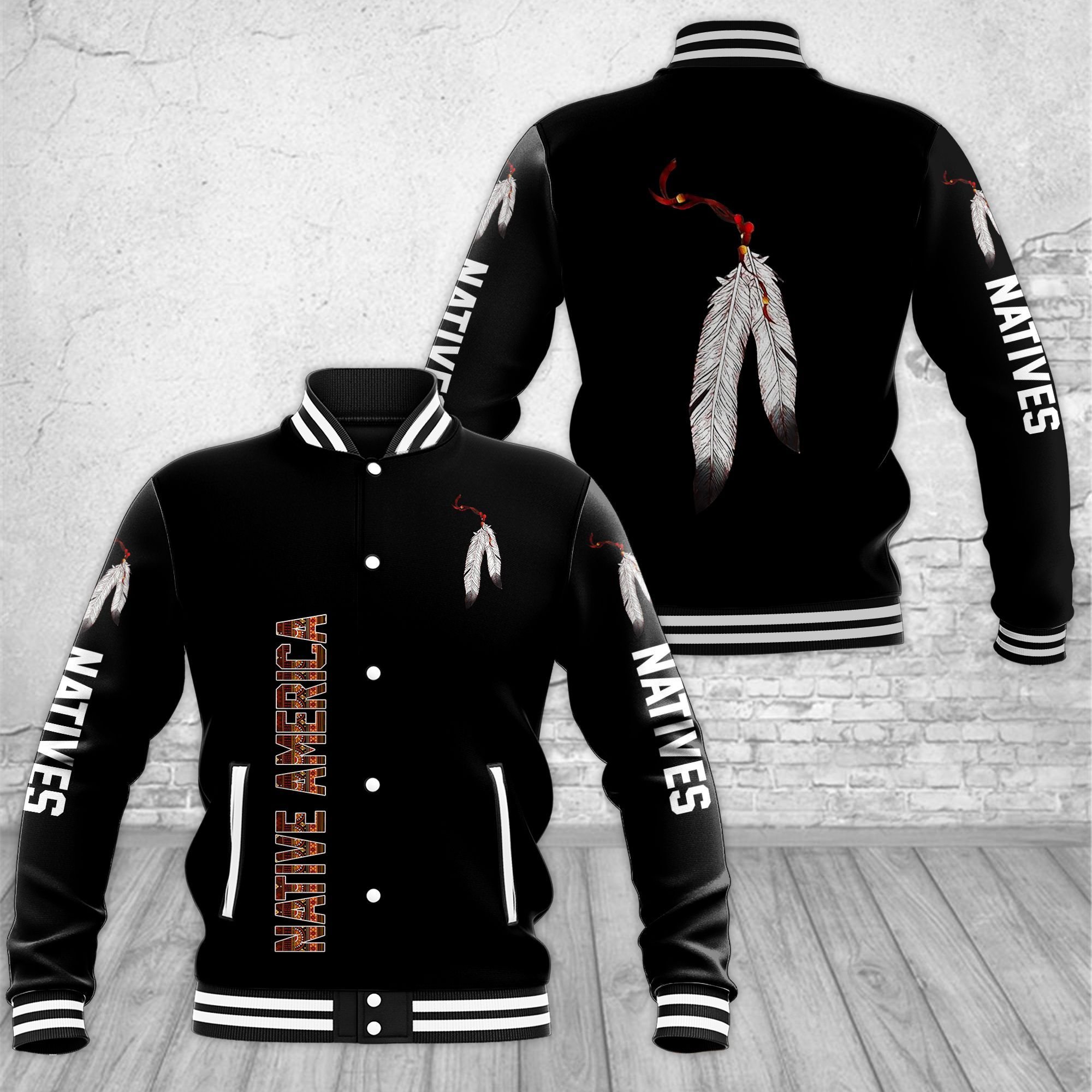 Native American Style Baseball Jacket For Fans