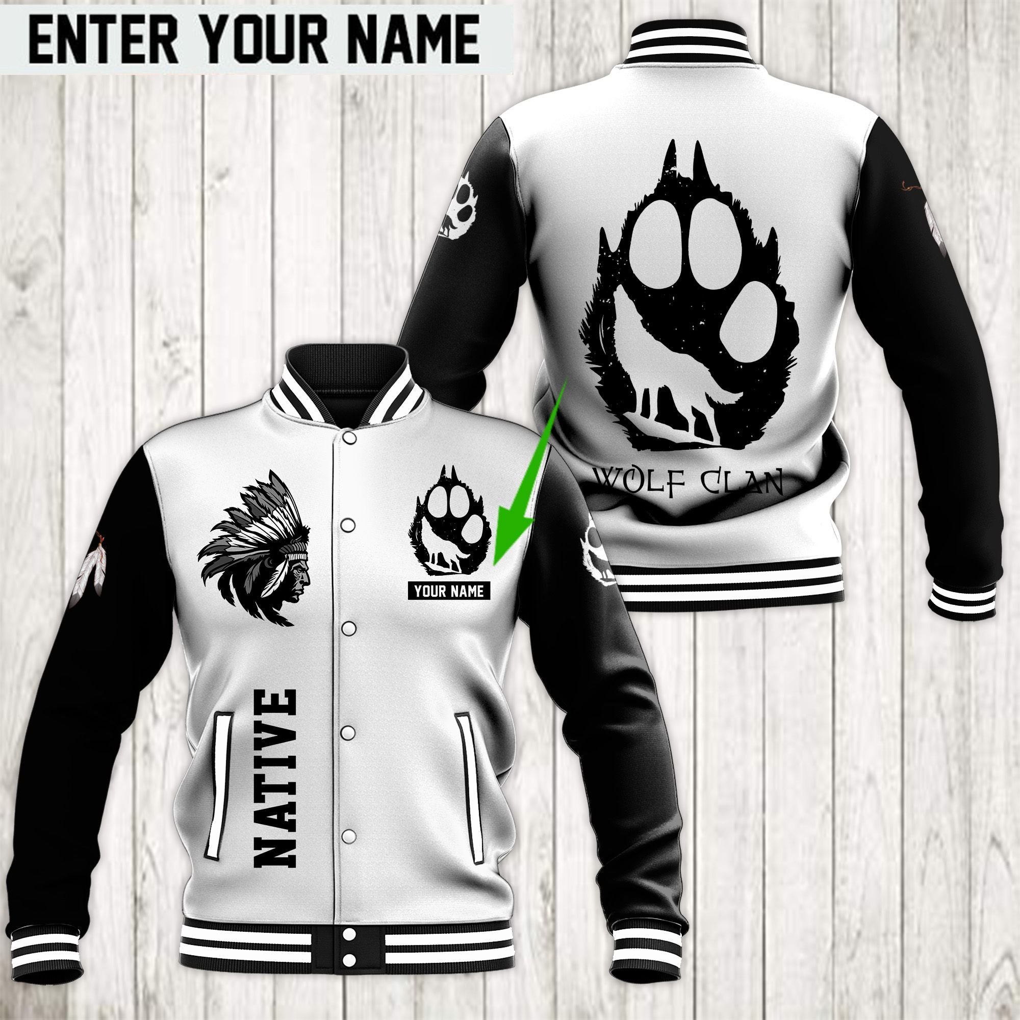 Native American Style Baseball Jacket For Fans