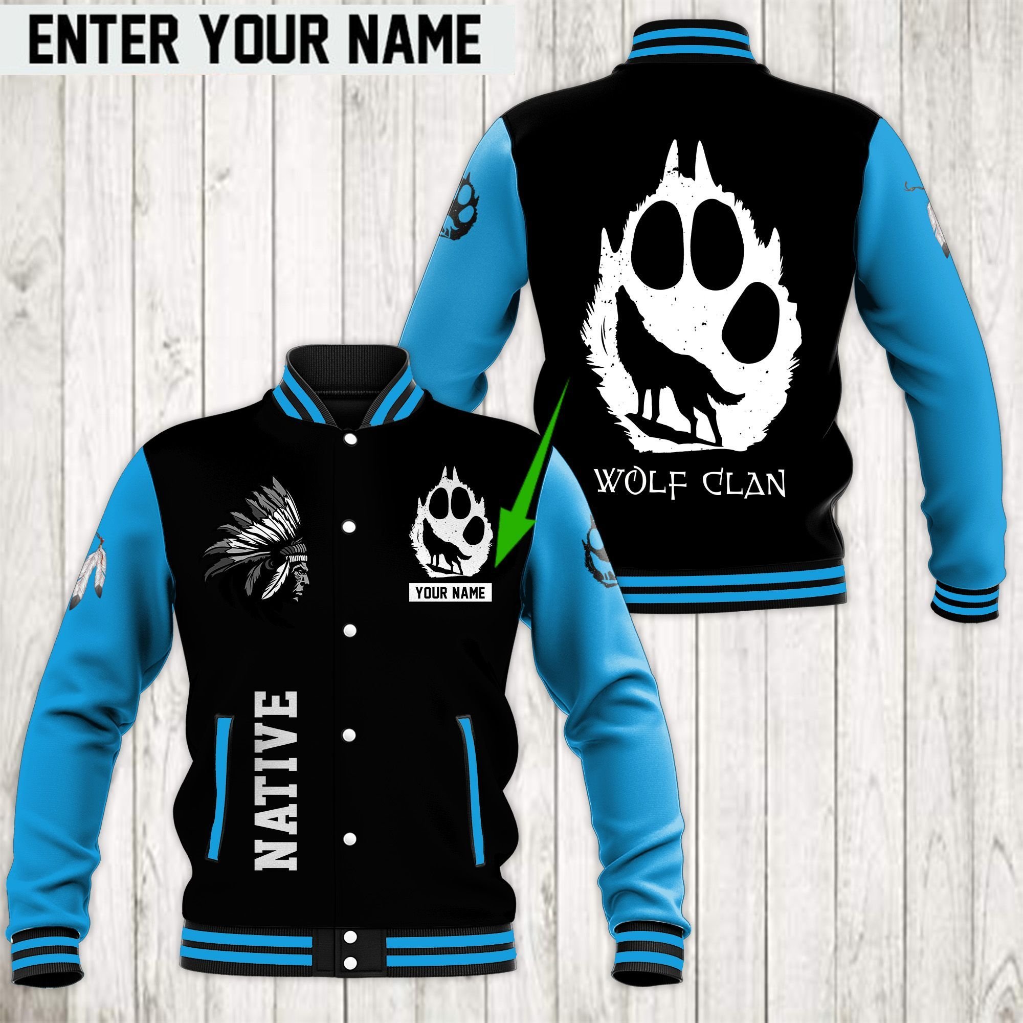Native American Style Baseball Jacket For Fans
