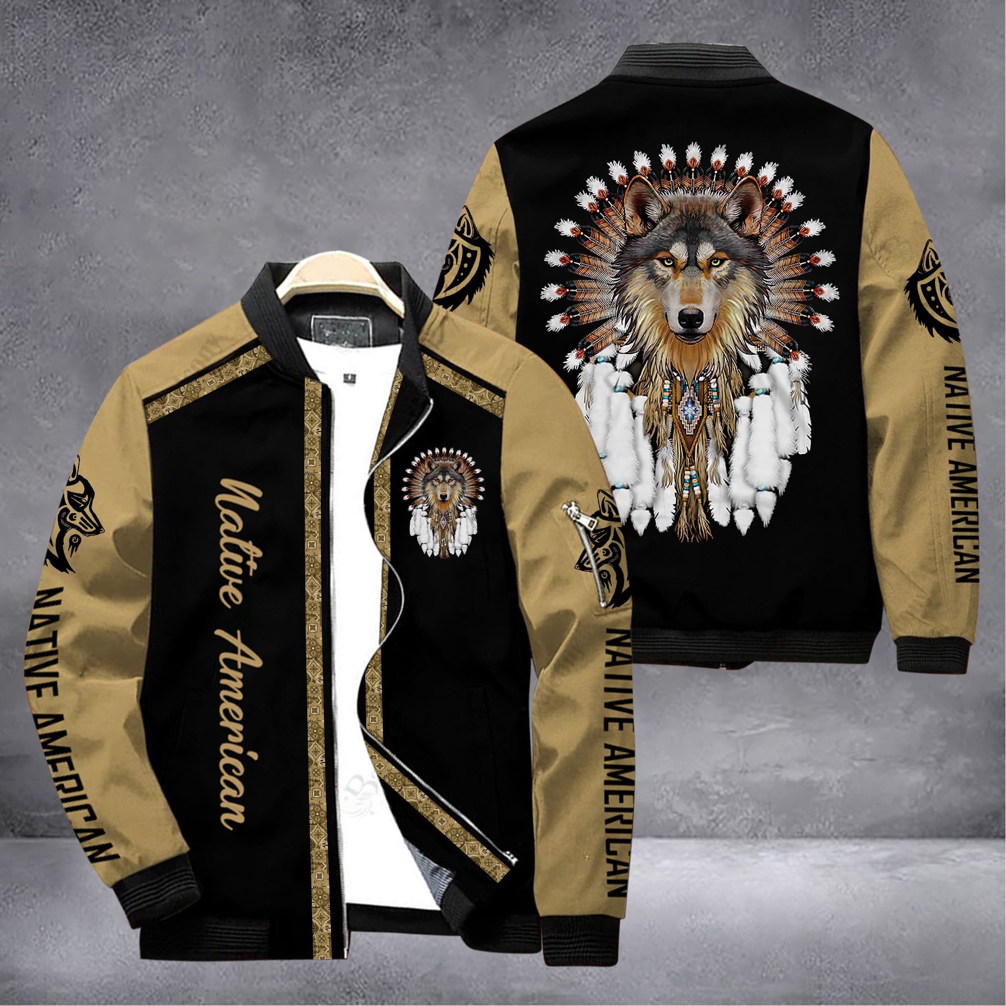 Native American Style Bomber Jacket For Fans