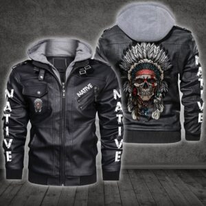 Native Skull Carhartt Style Leather Jacket For Fans
