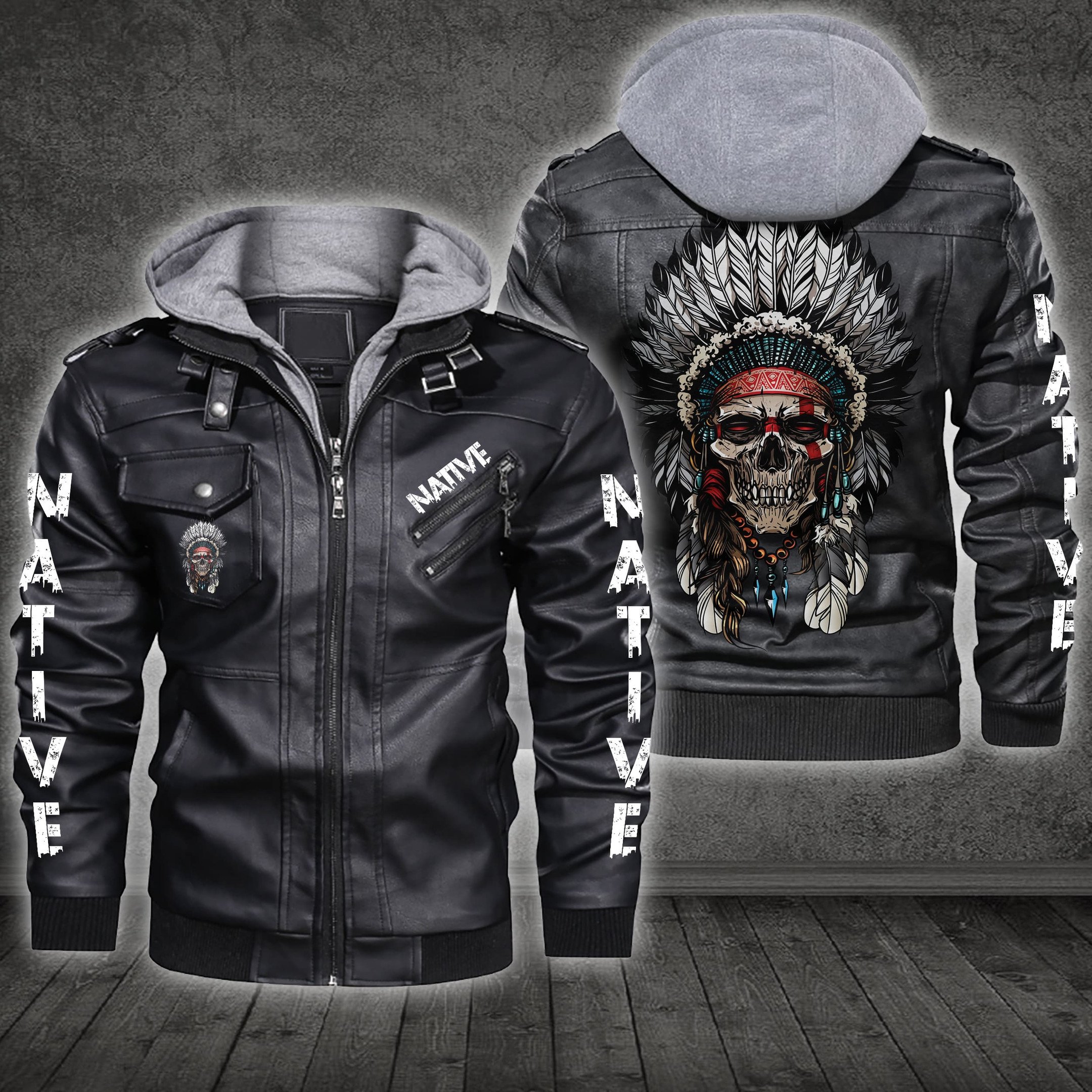 Native Skull Carhartt Style Leather Jacket For Fans