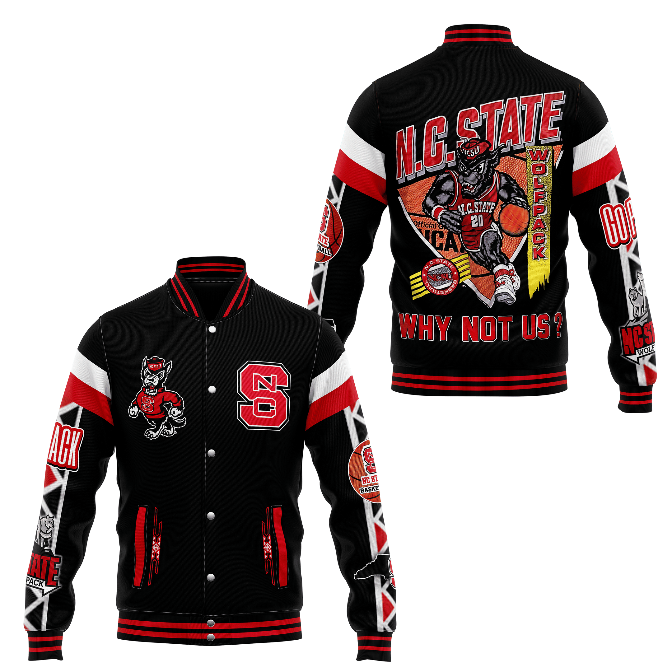 NC State Wolfpack NCAA Style Baseball Jacket For Fans