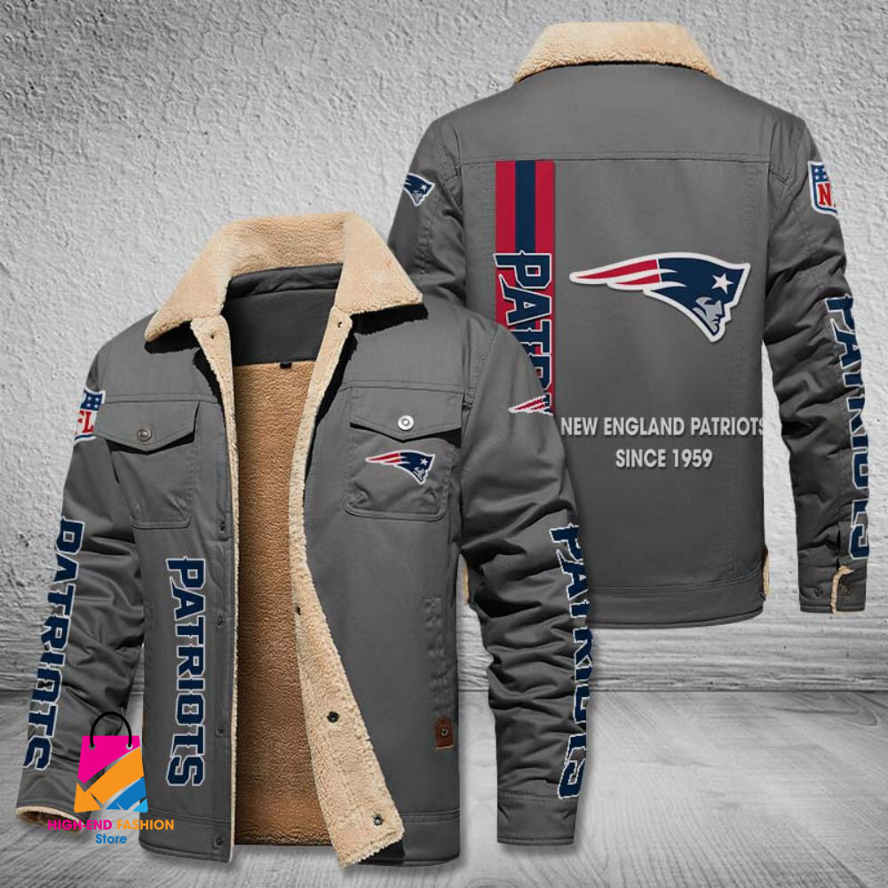 New England Patriots NFL Style Fleece Thermal Cotton Jacket For Fans