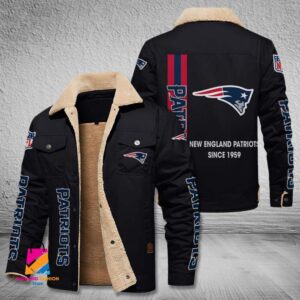 New England Patriots NFL Style Fleece Thermal Cotton Jacket For Fans