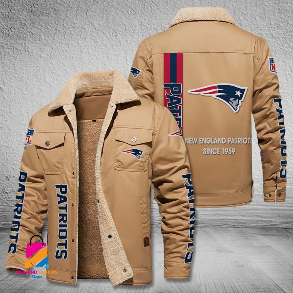 New England Patriots NFL Style Fleece Thermal Cotton Jacket For Fans