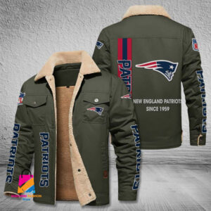 New England Patriots NFL Style Fleece Thermal Cotton Jacket For Fans