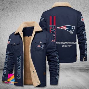 New England Patriots NFL Style Fleece Thermal Cotton Jacket For Fans