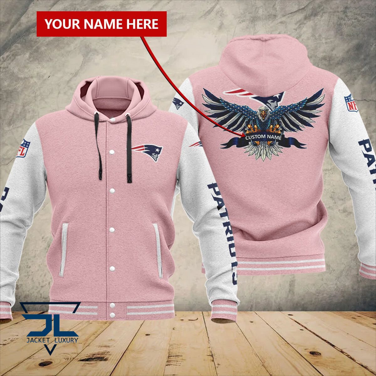 New England Patriots NFL Style Hooded Baseball Jacket For Fan