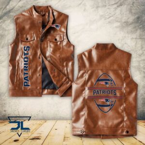 New England Patriots NFL Style Sleeveless Leather Jacket For Fans