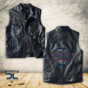 New England Patriots NFL Style Sleeveless Leather Jacket For Fans