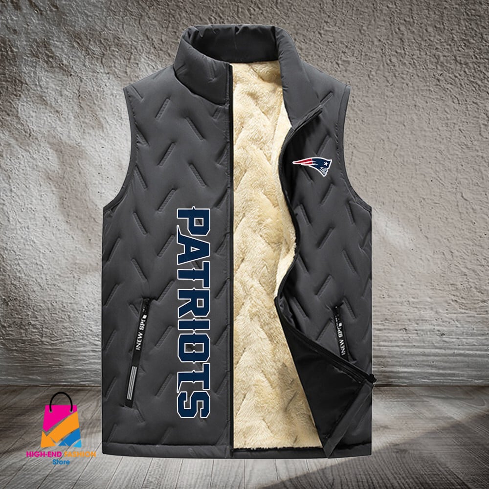 New England Patriots NFL Style Sleeveless Puffer Jacket For Fans