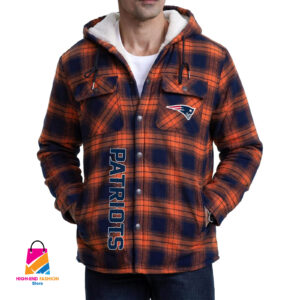 New England Patriots NFL Style Zip Fleece Flannel Jacket For Fans