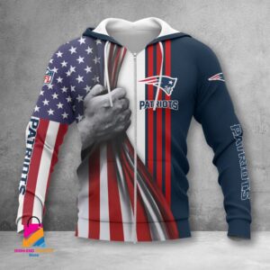 New England Patriots NFL Style Zip Hoodie Jacket For Fans