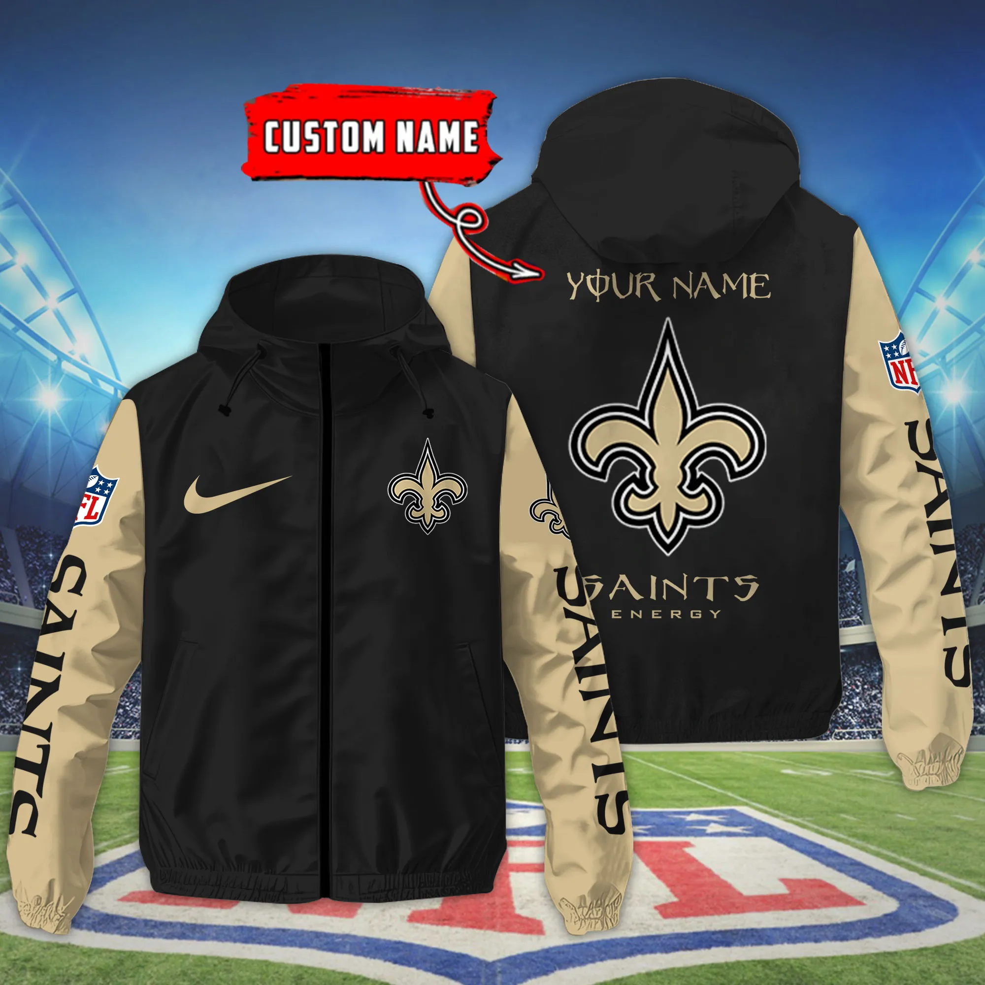 New Orleans Saints NFL Personalized Style Windbreaker Jacket For Fans