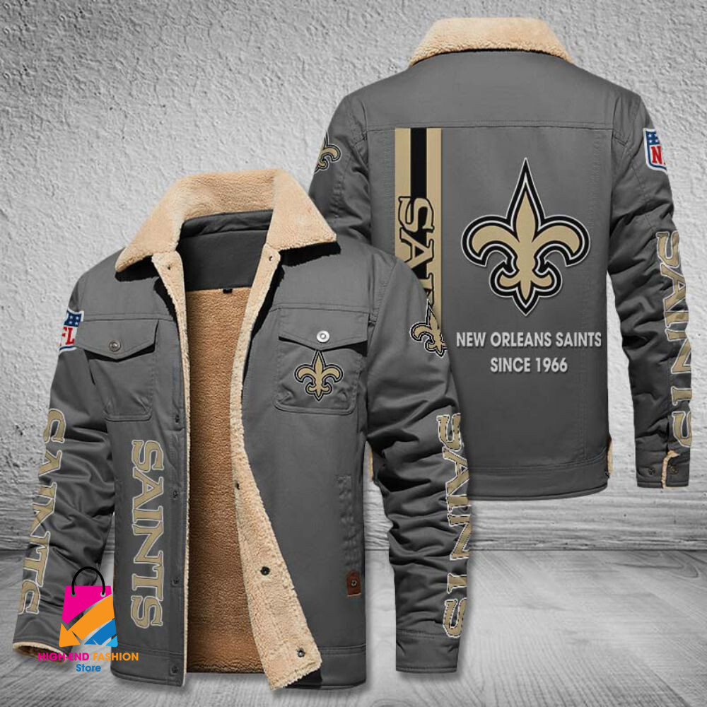 New Orleans Saints NFL Style Fleece Thermal Cotton Jacket For Fans