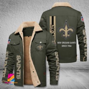 New Orleans Saints NFL Style Fleece Thermal Cotton Jacket For Fans