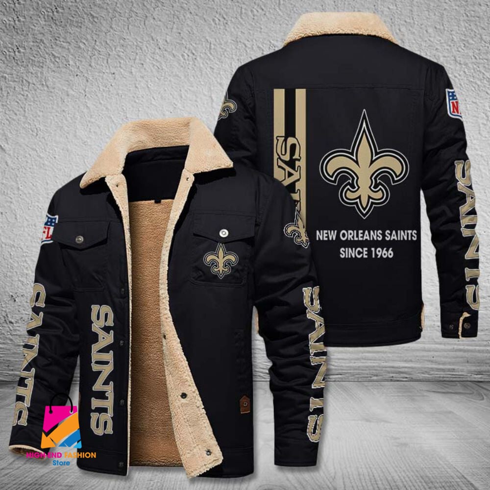 New Orleans Saints NFL Style Fleece Thermal Cotton Jacket For Fans