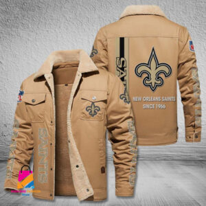 New Orleans Saints NFL Style Fleece Thermal Cotton Jacket For Fans