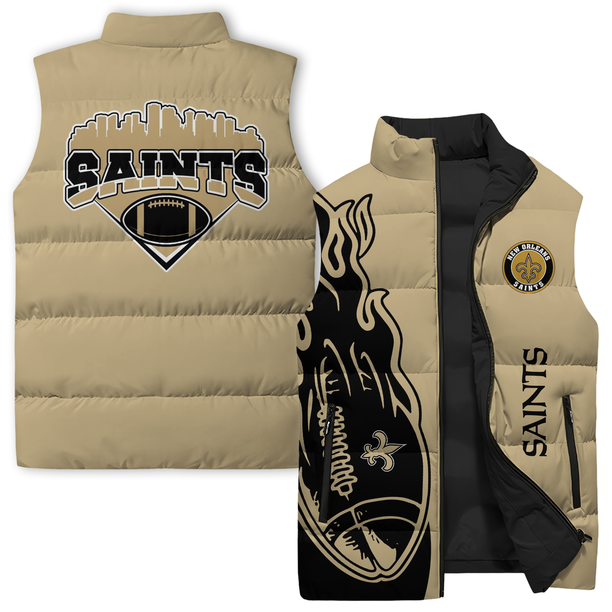 New Orleans Saints NFL Style Sleeveless Puffer Jacket For Fans