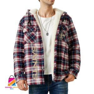 New Orleans Saints NFL Style Zip Fleece Flannel Jacket For Fans