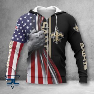 New Orleans Saints NFL Style Zip Hoodie Jacket For Fans
