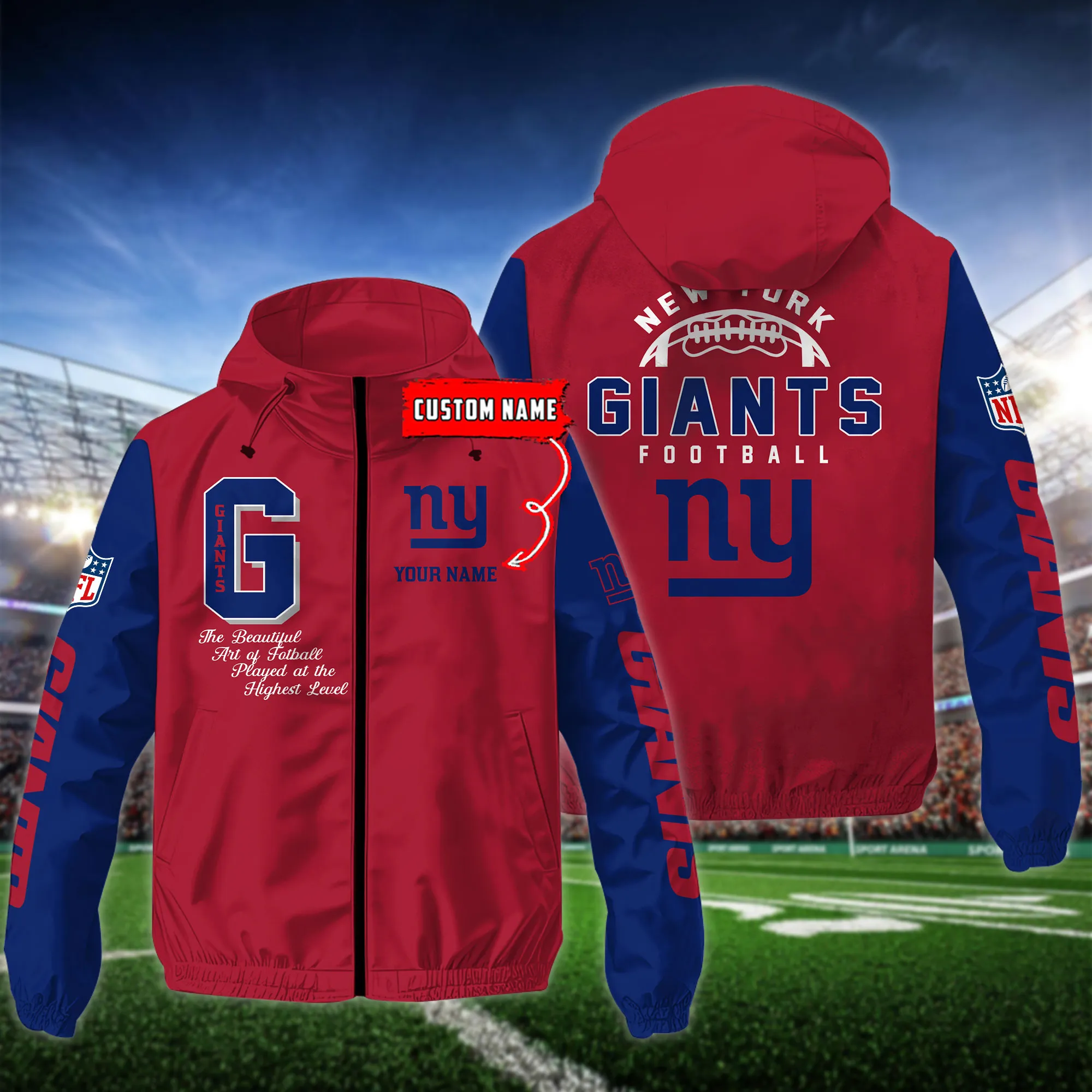 New York Giants NFL Personalized Style Windbreaker Jacket For Fans