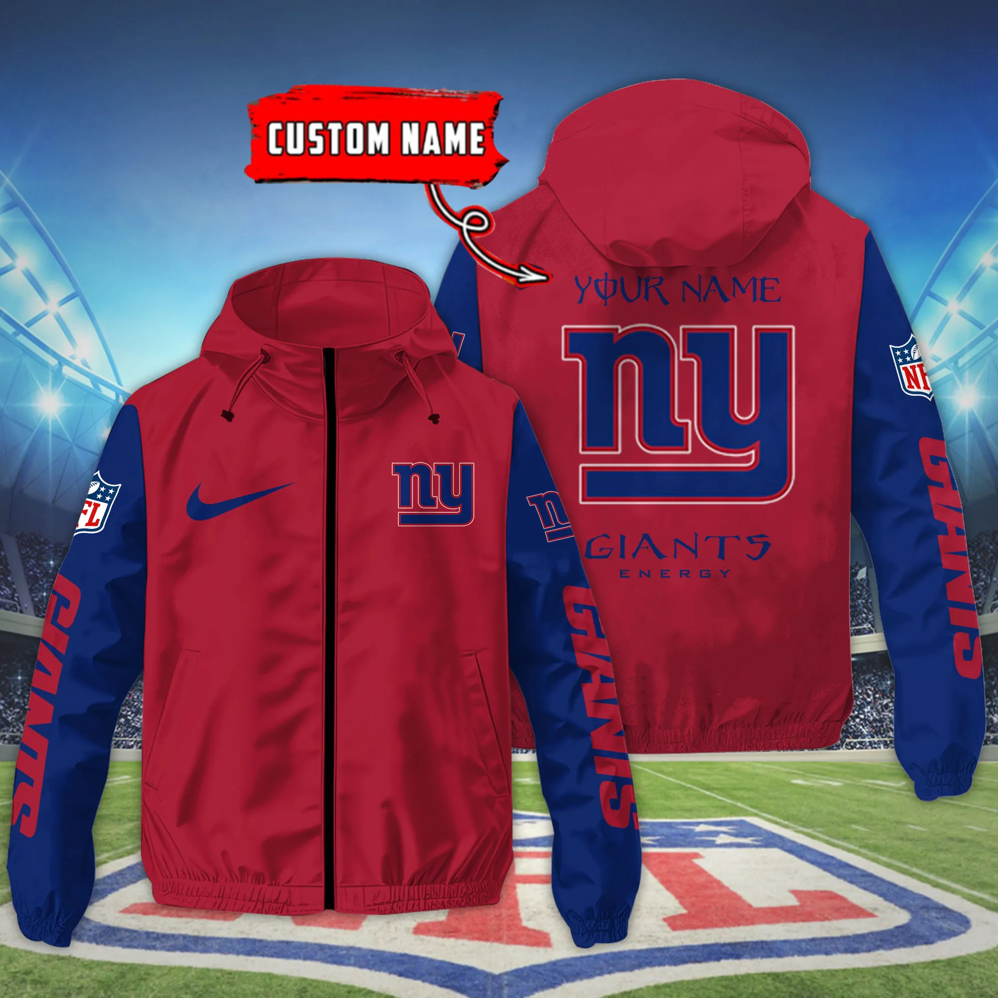 New York Giants NFL Personalized Style Windbreaker Jacket For Fans