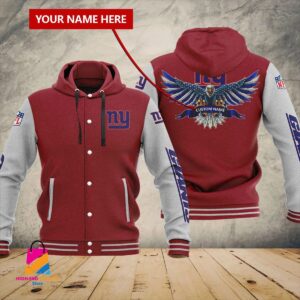 New York Giants NFL Style Hooded Baseball Jacket For Fan