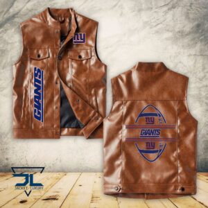 New York Giants NFL Style Sleeveless Leather Jacket For Fans