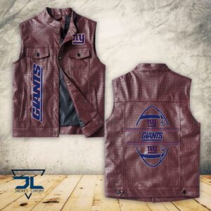 New York Giants NFL Style Sleeveless Leather Jacket For Fans