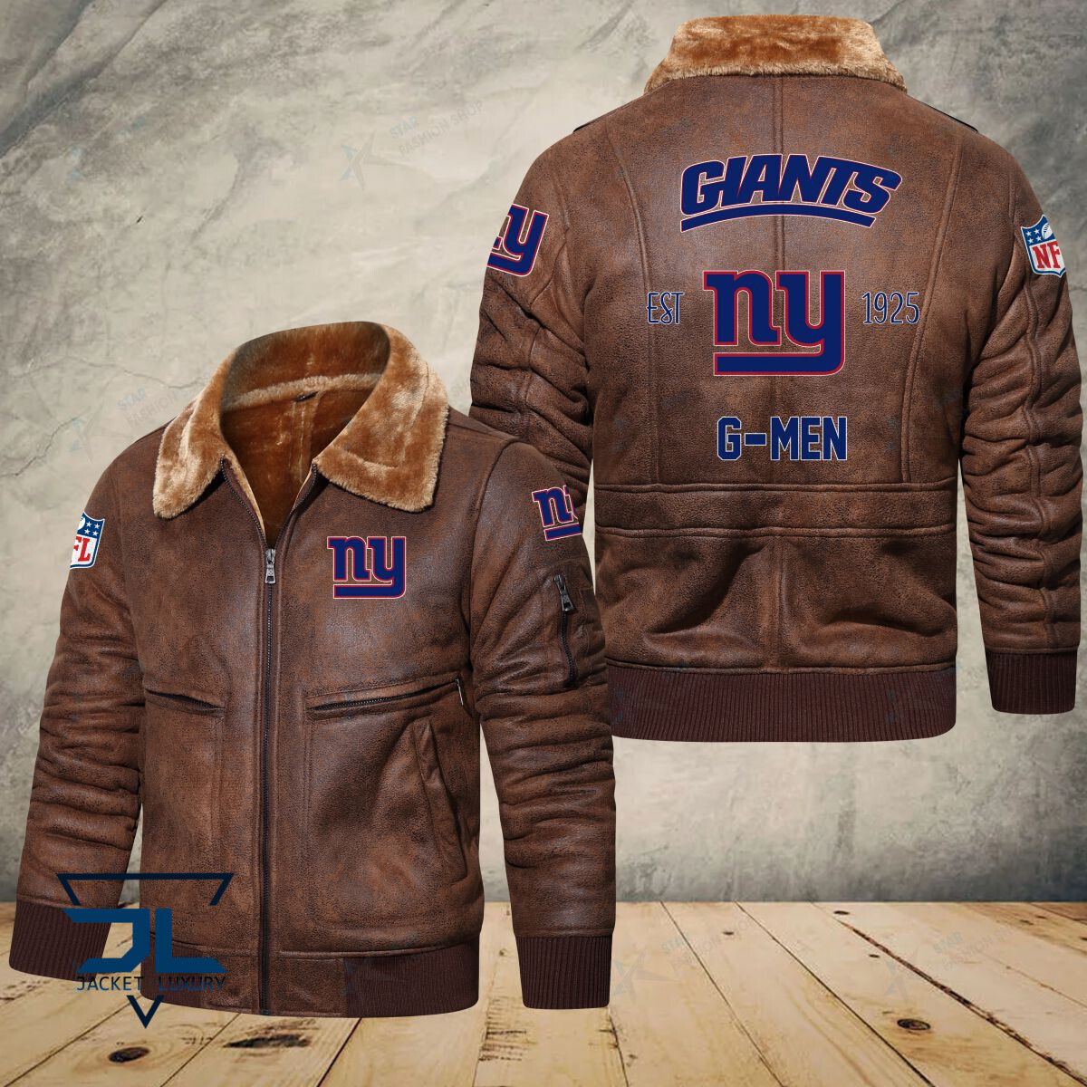 New York Giants NFL Style Leather Jacket For Fans