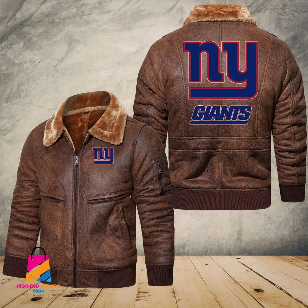 New York Giants NFL Style Leather Jacket For Fans