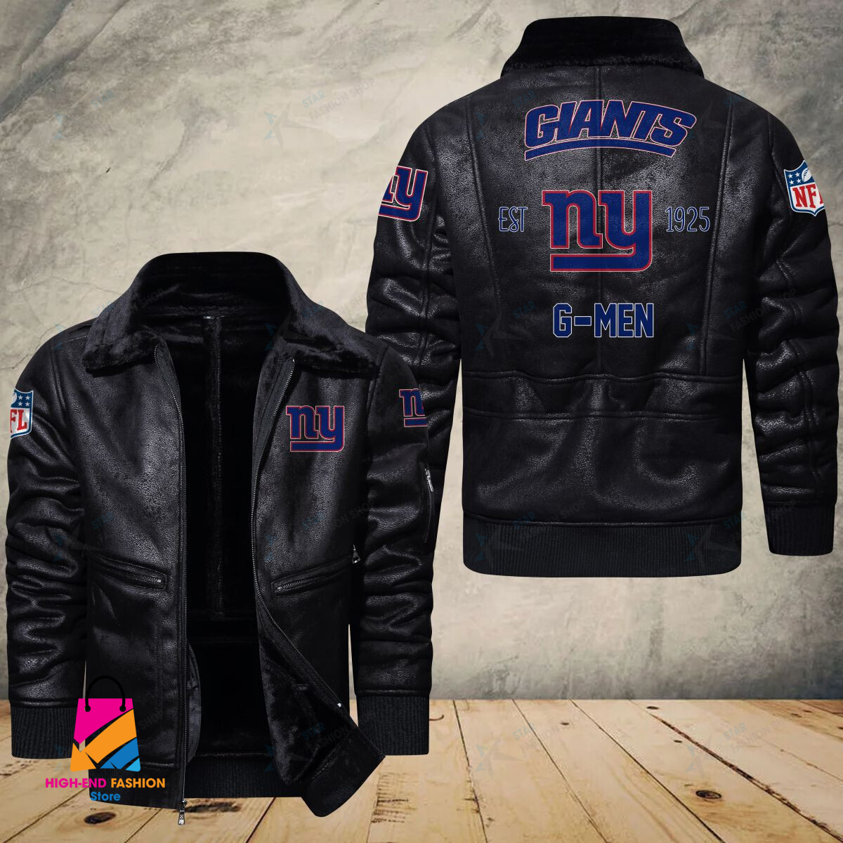 New York Giants NFL Style Leather Jacket For Fans