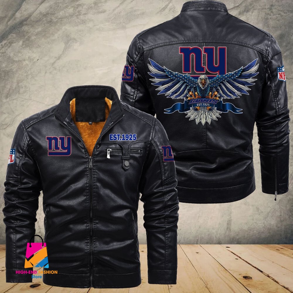 New York Giants NFL Style Leather Jacket For Fans