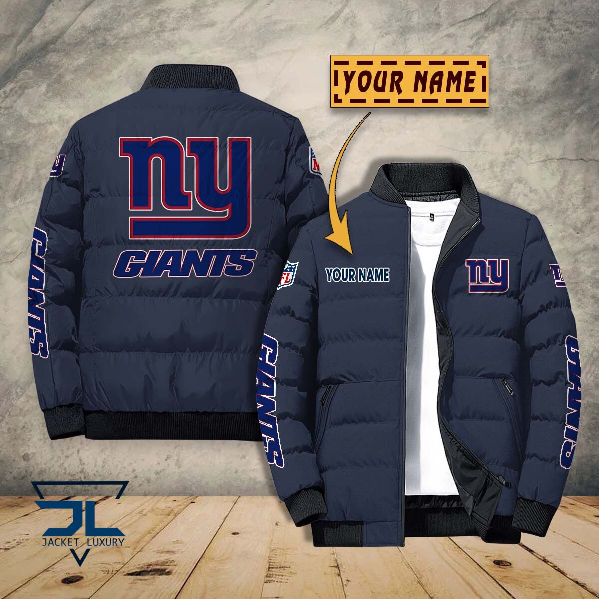 New York Giants NFL Style Puffer Jacket For Fans