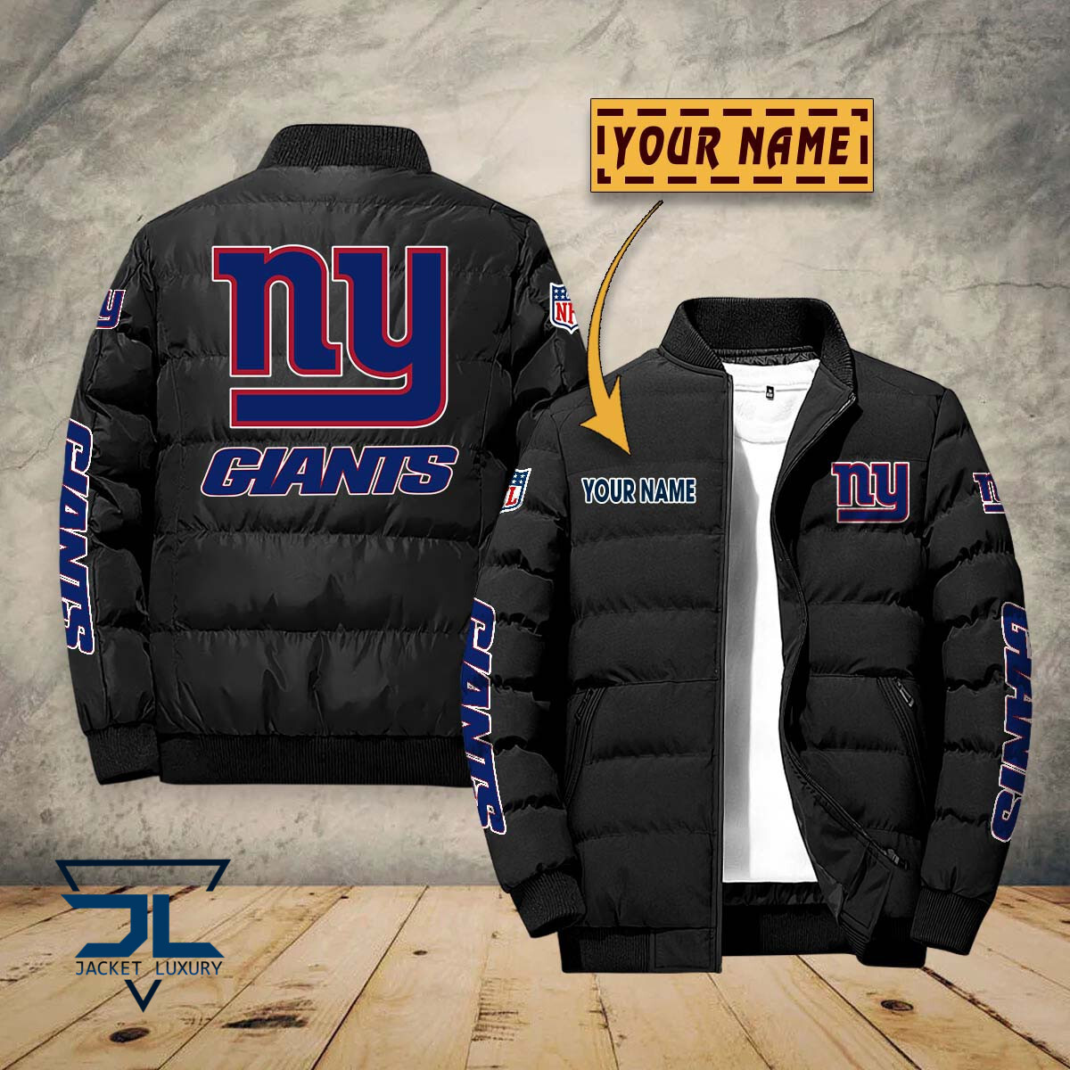 New York Giants NFL Style Puffer Jacket For Fans
