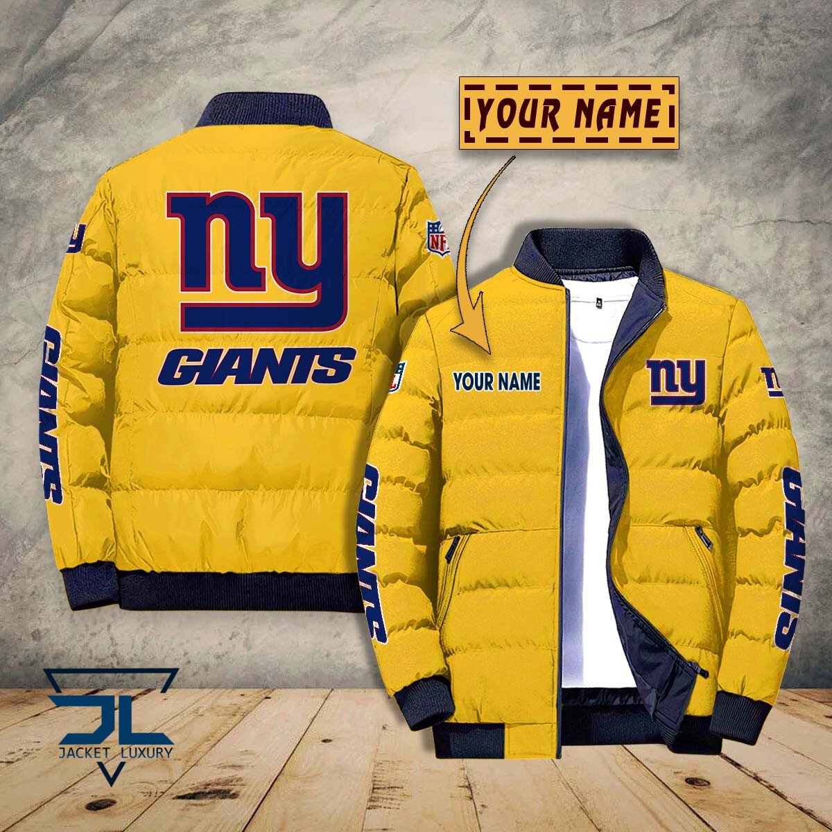 New York Giants NFL Style Puffer Jacket For Fans