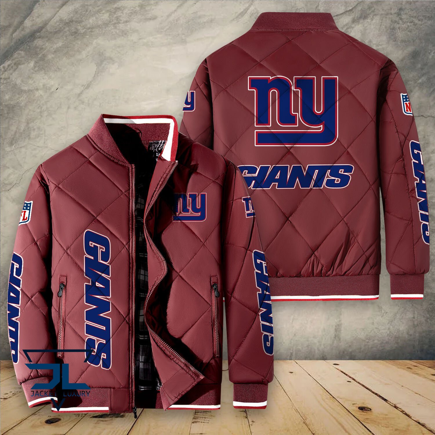 New York Giants NFL Style Puffer Jacket For Fans
