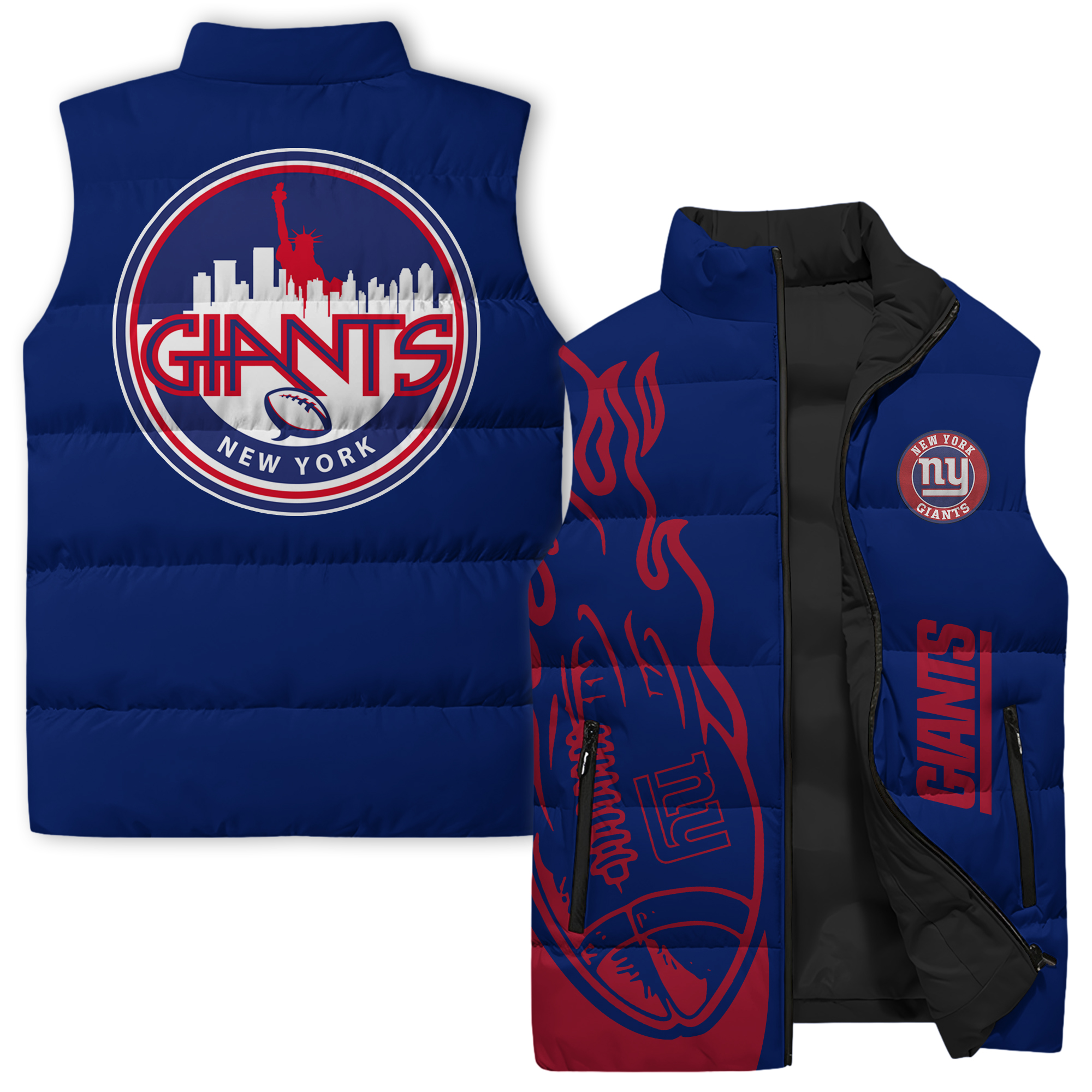 New York Giants NFL Style Sleeveless Puffer Jacket For Fans