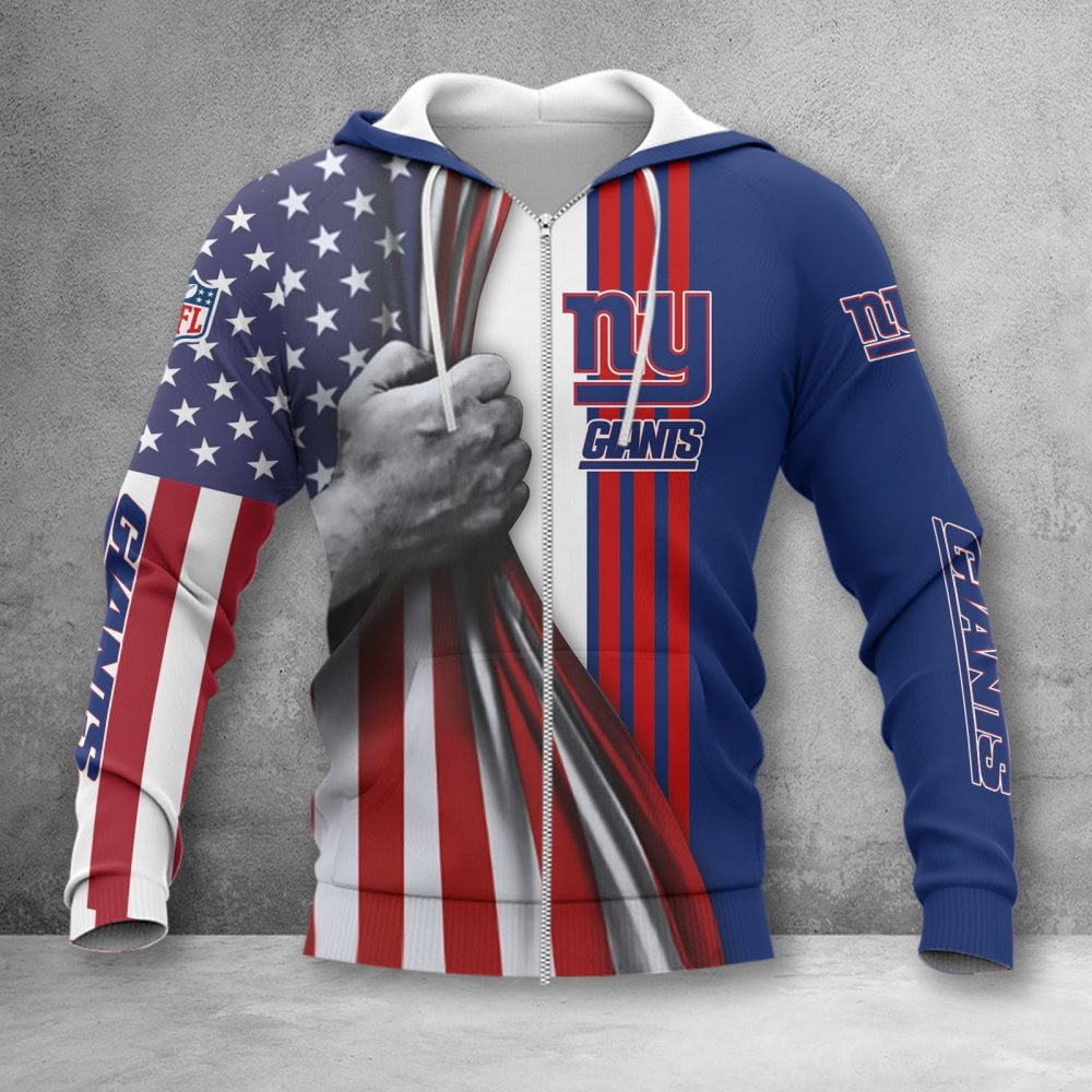 New York Giants NFL Style Zip Hoodie Jacket For Fans