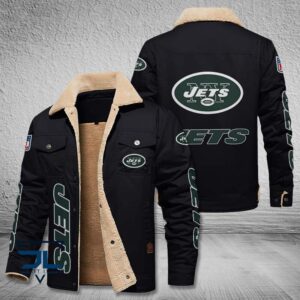 New York Jets NFL Style Fleece Thermal Cotton Jacket For Fans