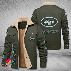 New York Jets NFL Style Fleece Thermal Cotton Jacket For Fans