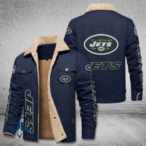 New York Jets NFL Style Fleece Thermal Cotton Jacket For Fans