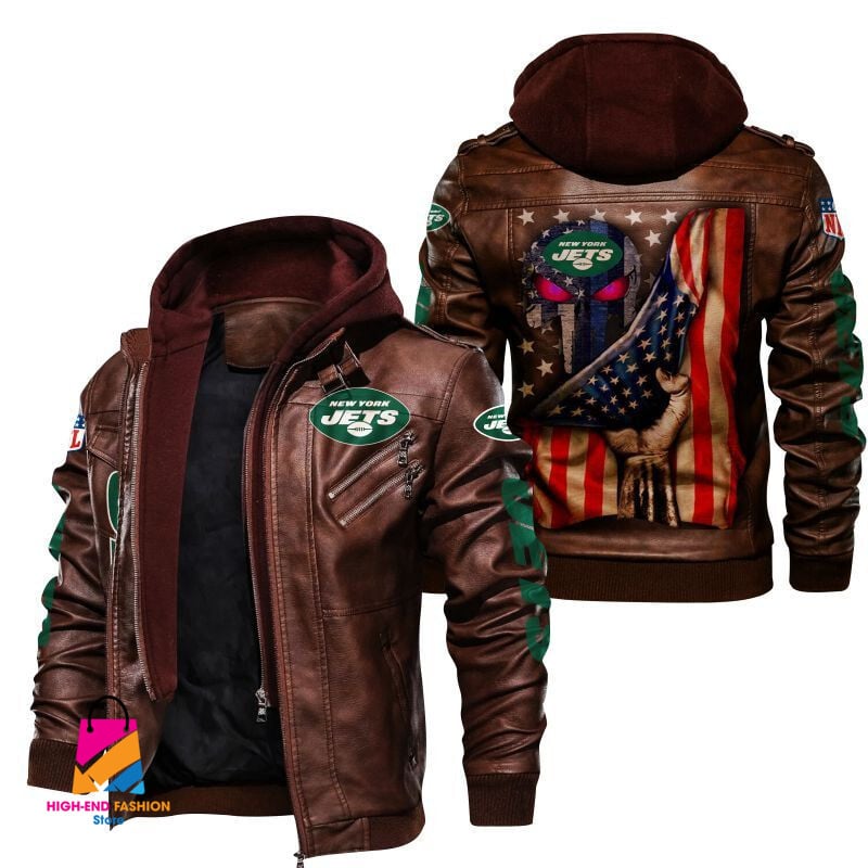 New York Jets NFL Style Leather Jacket For Fan