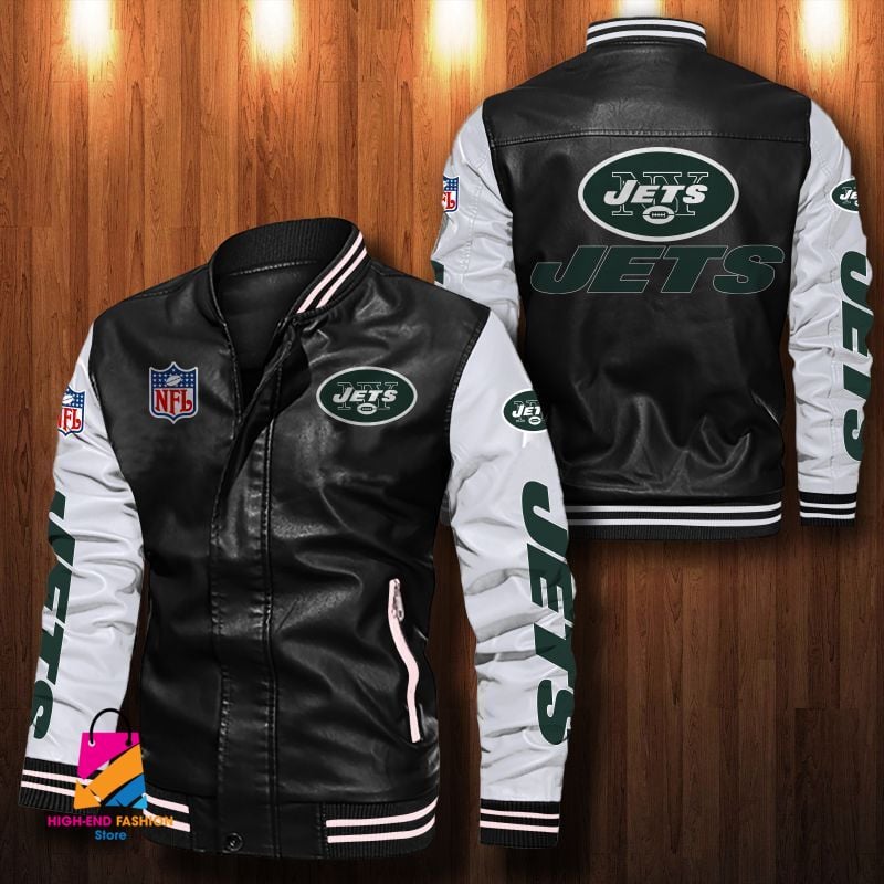 New York Jets NFL Style Leather Jacket For Fan