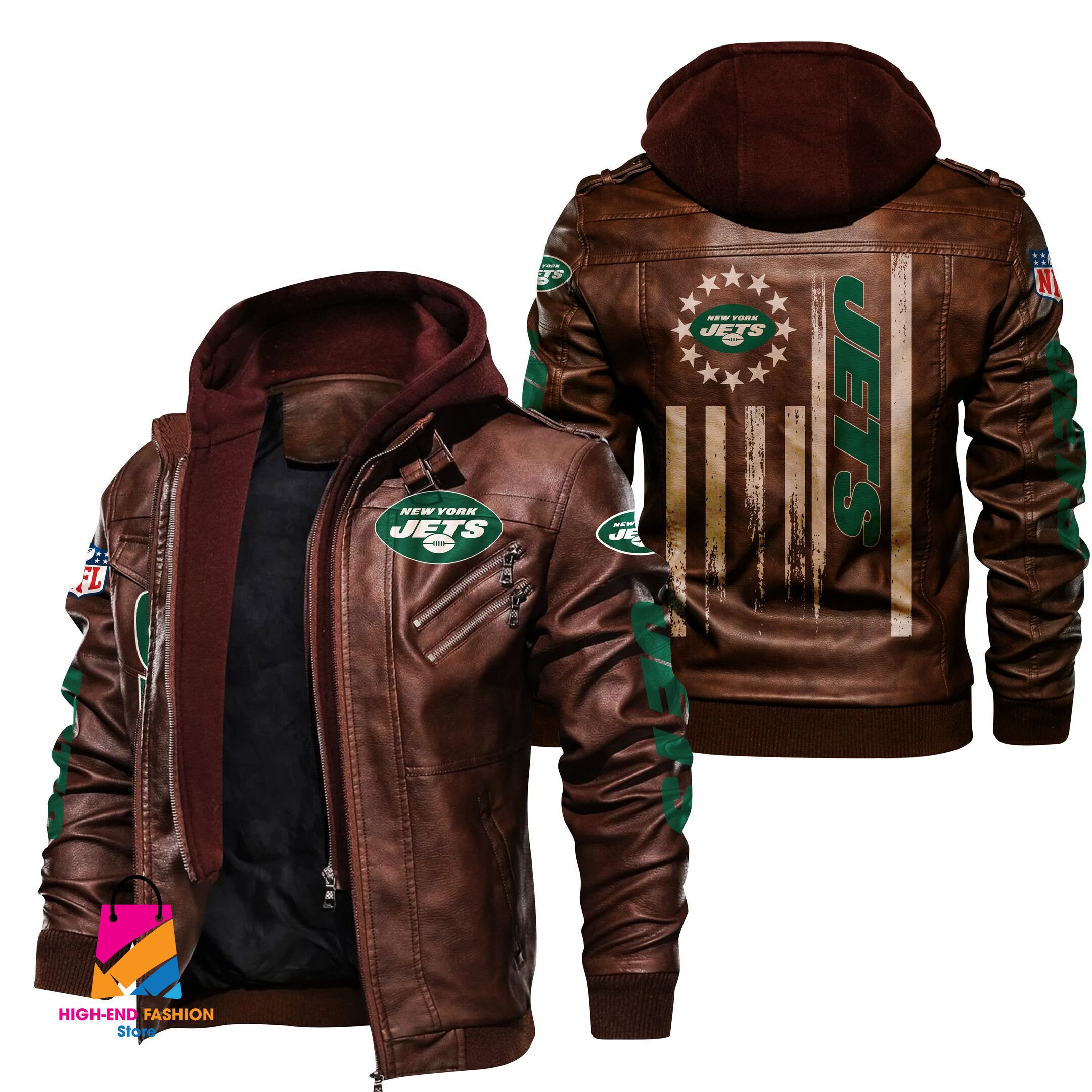 New York Jets NFL Style Leather Jacket For Fan