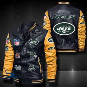 New York Jets NFL Style Leather Jacket For Fan